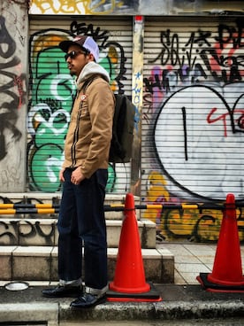 「schott（ショット）のアイテム（帽子）」を使った、yamazakiさん（メンズ・170cm）の冬コーディネート