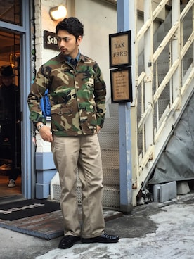 「schott（ショット）のアイテム（ブルゾン）」を使った、yamazakiさん（メンズ・170cm）の春コーディネート