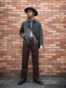 「Schott（ショット）のSchott/ショット/TC WORK PANTS/ティーシー ワーク パンツ（チノパンツ）」を使った、yamazakiさん（メンズ・170cm）の春コーディネート