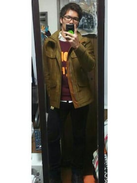 「ミリタリーアウター」｜「アイテム（スウェット）」を使った、takkuさん（メンズ・170cm）の秋コーディネート