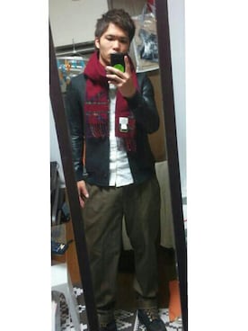 「STUDIOUS（ステュディオス）のアイテム（スタジャン）」を使った、takkuさん（メンズ・170cm）の秋コーディネート