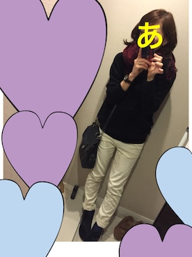 「黒ニット」｜outaさん（レディース・156cm）の冬コーディネート