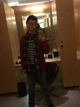 「UNICOM（ユニコン）のアイテム」を使った、李海波さん（メンズ・178cm）の冬コーディネート