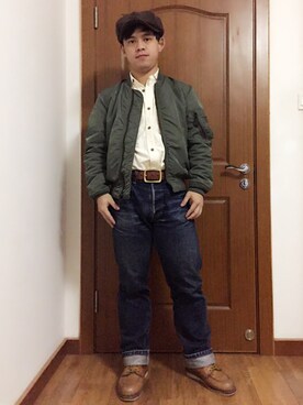 「RED WING SHOES（レッドウィング）のRed Wing Shoes Rubber-Soled Leather Boots（ブーツ）」を使った、Robinxuさん（メンズ・165cm）の冬コーディネート
