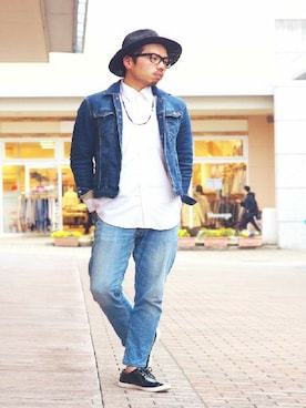 「ツバ広ハット」｜マティさん（メンズ・173cm）の春コーディネート