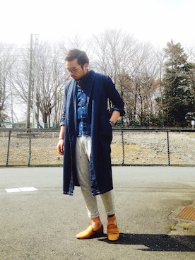 「ガウン」｜「アイテム（その他アウター）」を使った、マティさん（メンズ・173cm）の春コーディネート