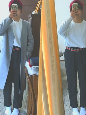 「HERE'S（HERE'S）のアイテム（ノーカラージャケット）」を使った、tsuciさん（レディース・155cm）の春コーディネート