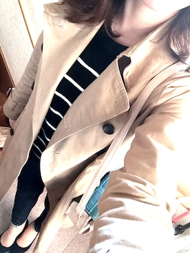 「one way（ワンウェイ）のアイテム（トレンチコート）」を使った、sakiさん（レディース・158cm）の春コーディネート