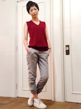「rag & bone（ラグアンドボーン）のアイテム（スニーカー）」を使った、メゾンフラミンゴさん（レディース・165cm）の夏コーディネート