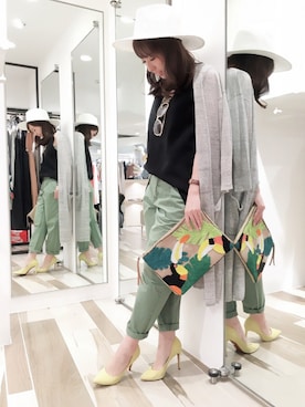 「ワークパンツ」｜「アイテム（パンプス）」を使った、hanaeさん（レディース・153cm）の夏コーディネート