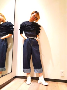「DIESEL（ディーゼル）のアイテム（サロペット/オーバーオール）」を使った、natsuki otaさん（レディース・169cm）の秋コーディネート