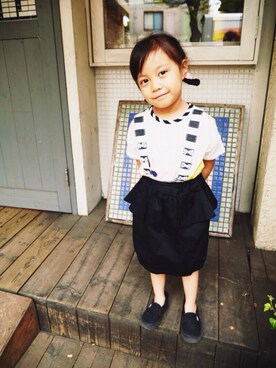 「アイテム（スカート）」を使った、elf.kids marketさん（キッズ・90cm）の春コーディネート