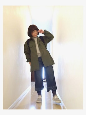 「アーミー」｜「アイテム（ミリタリージャケット）」を使った、nacoさん（レディース・152cm）の冬コーディネート