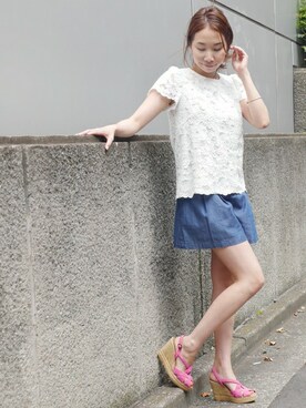 「タイムセール」｜「アイテム（パンツ）」を使った、Mippyさん（レディース・161cm）の夏コーディネート
