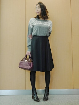 「Soareak（ソアリーク）のアイテム（スカート）」を使った、Mippyさん（レディース・161cm）の秋コーディネート