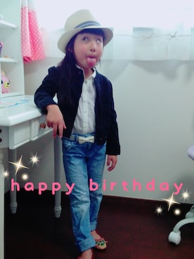 「GAP（ギャップ）のアイテム（ライダースジャケット）」を使った、shiii☺yuckyさん（キッズ・110cm）の春コーディネート