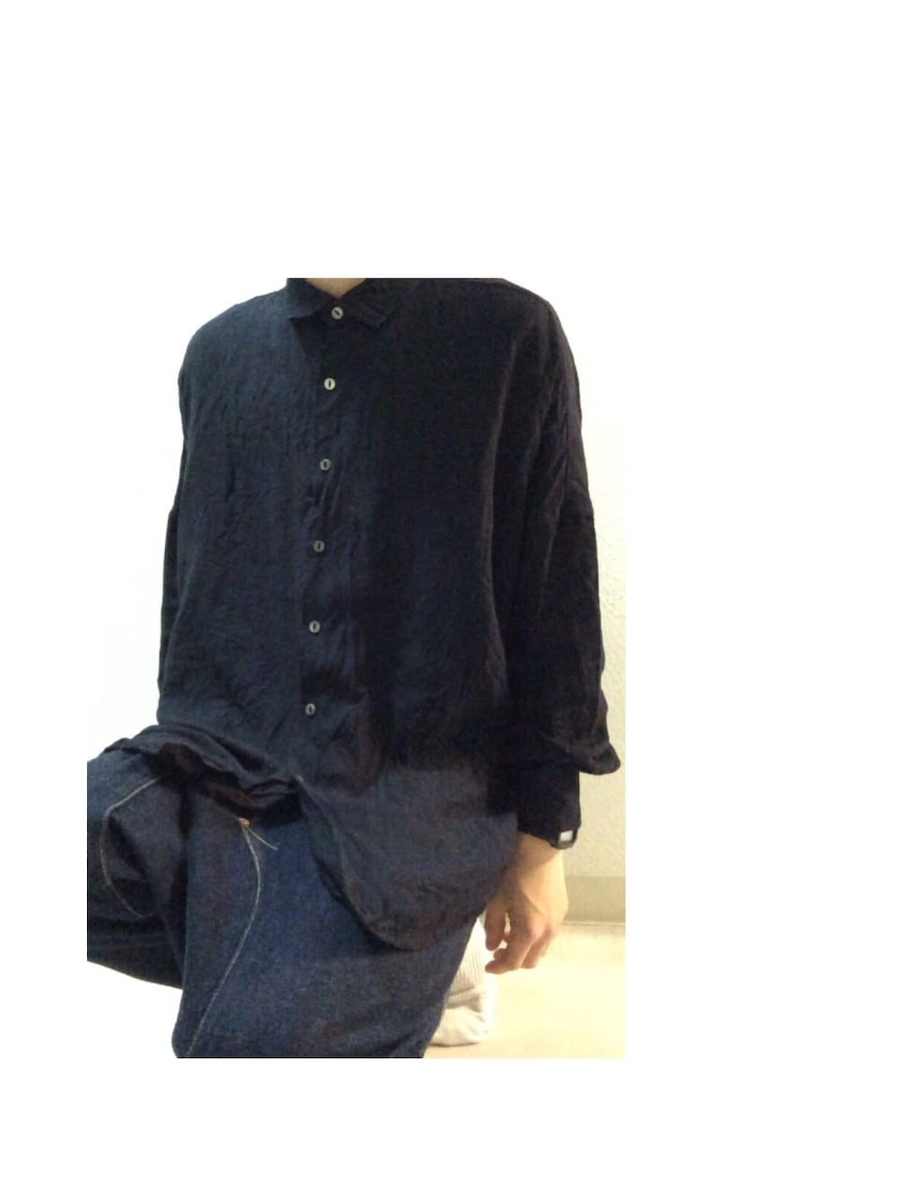 「ビッグシャツ、サルエルパンツ」｜「SHAREEFのアイテム（シャツ/ブラウス、ブラック系）」を使った、× mizuさん（メンズ・170cm）の秋コーディネートの1枚目の写真