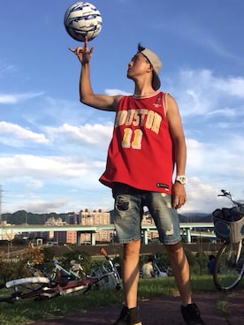 「アイテム（ジャージ）」を使った、YukstLinさん（メンズ・169cm・20代）の夏コーディネート