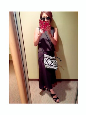 「H&M（エイチ・アンド・エム）のアイテム（ショルダーバッグ、ブラック系）」を使った、greenさん（レディース・159cm）の夏コーディネート
