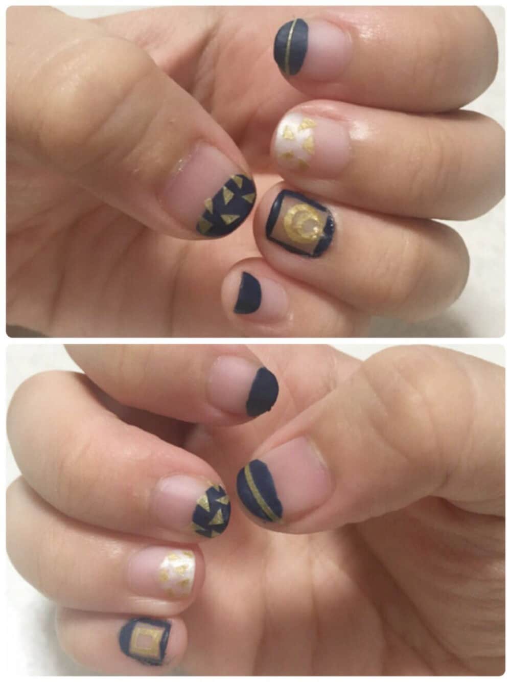 「セルフネイル、マスキングテープ、三日月宗近、舞台 刀剣乱舞、刀ステ、100均ネイル、NAIL HOLIC、ettusains、胡粉ネイル、ショートネイル」｜「胡粉ネイルのアイテム（ハンドケア/ハンドクリーム、ブルー系）」を使った、まゆちーさん（レディース・152cm）の夏コーディネートの1枚目の写真