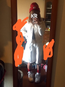 「アイテム（デニムスカート）」を使った、くろちゃんさん（レディース・148cm）の冬コーディネート