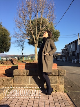 「ICB（アイシービー）のアイテム（チェスターコート）」を使った、KAORUさん（レディース・161cm）の冬コーディネート