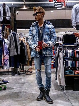 「Safari」｜「アイテム（ダウンジャケット/コート）」を使った、Yeezyさん（メンズ・174cm）の冬コーディネート