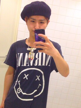 「おでかけ」｜「アイテム（ハンチング/ベレー帽）」を使った、ゆうたさん（メンズ・166cm）の春コーディネート