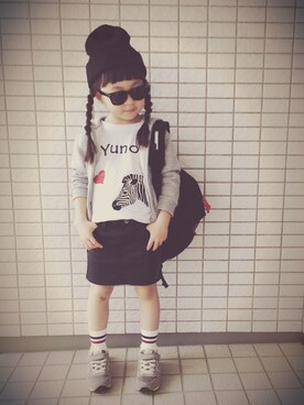 「動物モチーフ」｜「アイテム（パーカー）」を使った、YUNYOさん（キッズ・110cm）の春コーディネート