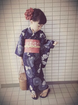 「帯紐」｜YUNYOさん（キッズ・110cm）の夏コーディネート