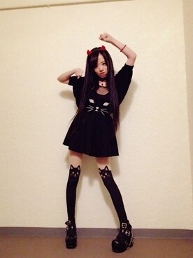 「onespo（ワンスポ）の♡（ワンピース、ブラック系）」を使った、tsukino🌙maiさん（レディース・152cm）の春コーディネート