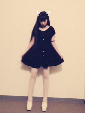 「axes femme（アクシーズファム）の♡（ワンピース、ブラック系）」を使った、tsukino🌙maiさん（レディース・152cm）の春コーディネート