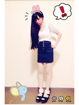 「アイテム（キャミソール、ホワイト系）」を使った、tsukino🌙maiさん（レディース・152cm）の夏コーディネート