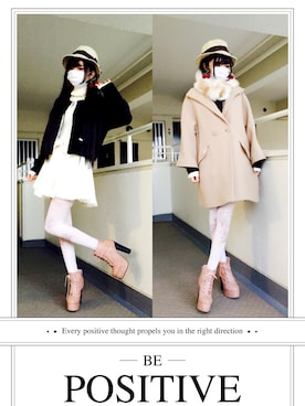 「F i.n.t（フィント）のふりるタートルネック（ニット/セーター、ホワイト系）」を使った、tsukino🌙maiさん（レディース・152cm）の冬コーディネート