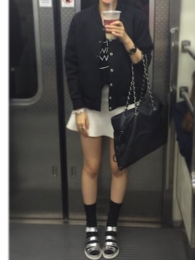 「NO NAME（ノーネーム）のアイテム（スタジャン）」を使った、JIHYEさん（レディース・165cm）の夏コーディネート