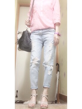 「MIXXO（ミッソ）のアイテム（アクセサリー）」を使った、JIHYEさん（レディース・165cm）の夏コーディネート