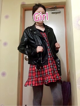 「NO NAME（ノーネーム）のアイテム（ライダースジャケット）」を使った、JIHYEさん（レディース・165cm）の春コーディネート