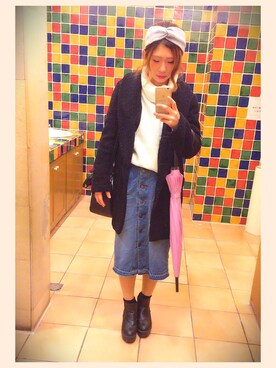 「雨の日」｜「アイテム（ブーティ）」を使った、maayaさん（レディース・156cm）の秋コーディネート
