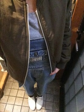 「キャンバスシューズ」｜「アイテム（ブルゾン）」を使った、𝕄.さん（レディース・158cm）の冬コーディネート