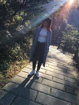 「ロングコート、メンノン女子」｜htmさん（レディース・163cm）の冬コーディネート