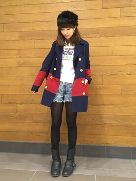 「Rodeo Crowns（ロデオクラウンズ）のアイテム（ダウンジャケット/コート）」を使った、Rinanaさん（レディース・163cm）の冬コーディネート