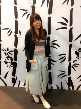 「丹寧」｜「アイテム（デニムスカート）」を使った、Ruru Yangさん（レディース・165cm）の春コーディネート
