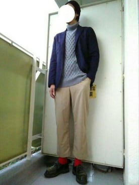 「パラブーツ」｜「アイテム（ニットキャップ/ビーニー）」を使った、おば3さん（メンズ・180cm）の冬コーディネート