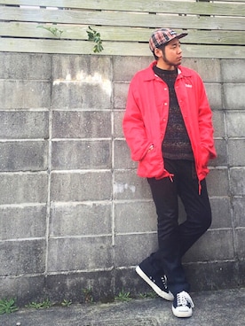「TOPMAN（トップマン）のアイテム（ニット/セーター）」を使った、しもやんさん（メンズ・175cm）の冬コーディネート