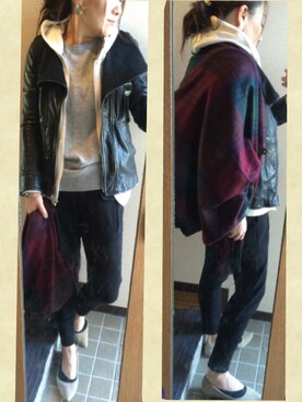 「アイテム（その他シューズ、グレー系）」を使った、sy☆さん（レディース・159cm）の冬コーディネート