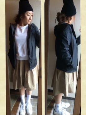「ルーズソックス」｜「アイテム（ナイロンジャケット）」を使った、sy☆さん（レディース・159cm）の春コーディネート