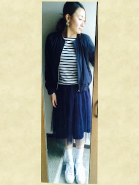 「ルーズソックス」｜「アイテム（ブルゾン）」を使った、sy☆さん（レディース・159cm）の春コーディネート