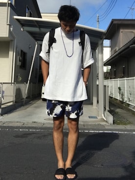 「アイテム（アクセサリー、ブルー系）」を使った、みーーさん（メンズ・184cm）の夏コーディネート