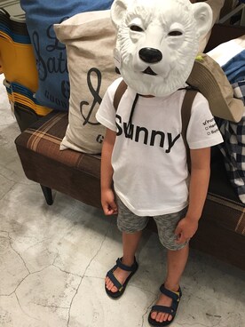 「アイテム（サンダル、ブルー系）」を使った、chihiroさん（キッズ・110cm）の春コーディネート