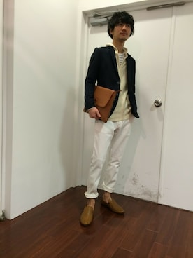 「MORGAN HOMME（モルガンオム）のアイテム（テーラードジャケット）」を使った、タザキさん（メンズ・172cm）の春コーディネート